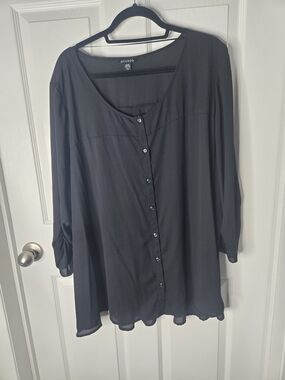 George Women's Black Button-Front Blouse